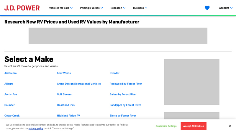 RV Manufacturers Prices, Comparisons and Make List