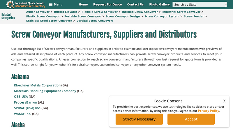 Screw Conveyor Manufacturers, Suppliers and Distributors