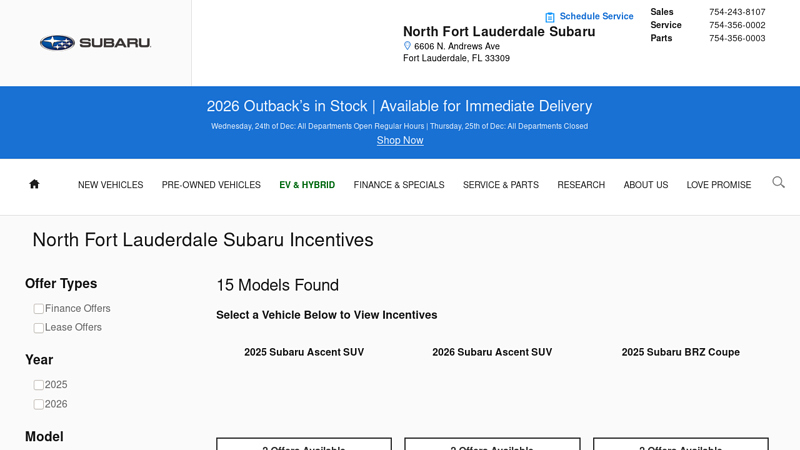 Search Global Subaru Incentives