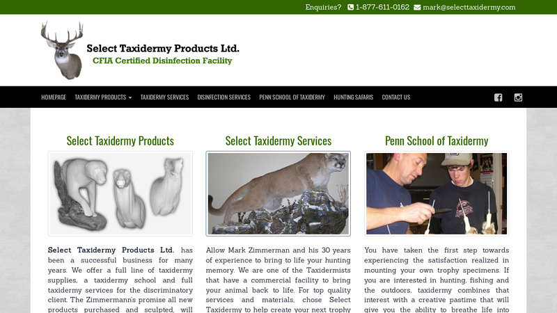 Select Taxidermy Products and Taxidermy Supplies in Canada