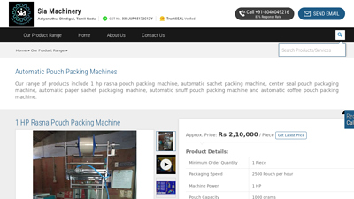 Automatic Pouch Packing Machines - Sia Machinery