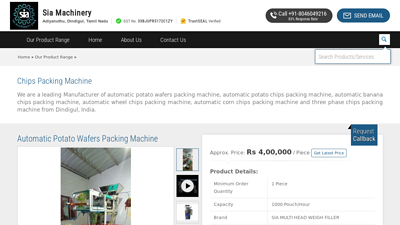 Automatic Banana Chips Packing Machine - Sia Machinery
