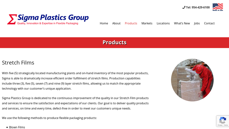 Sigma Plastics Product Offerings stretch films