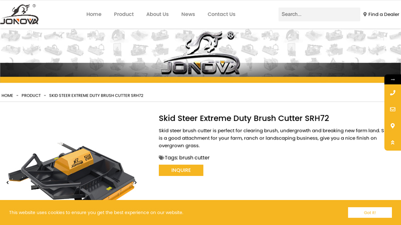 Skid Steer Extreme Duty Brush Cutter SRH72