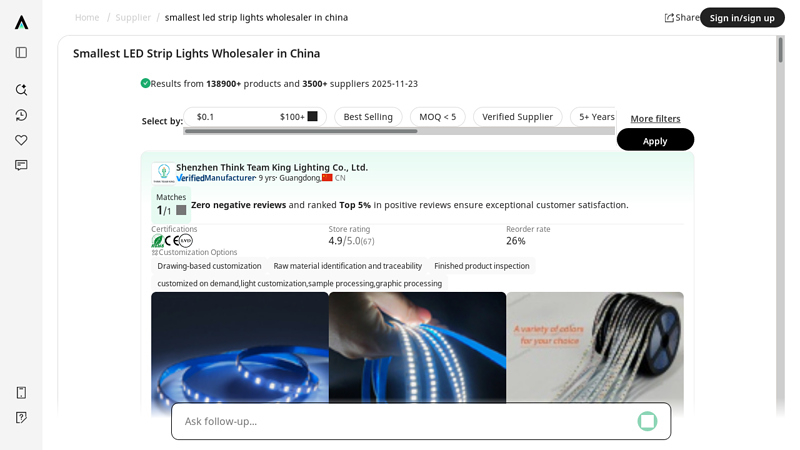 Smallest LED Strip Lights Wholesaler in China