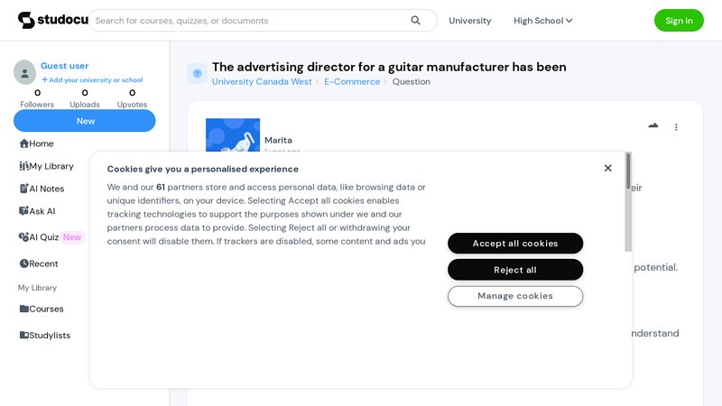 [Solved] The advertising director for a guitar manufacturer has been