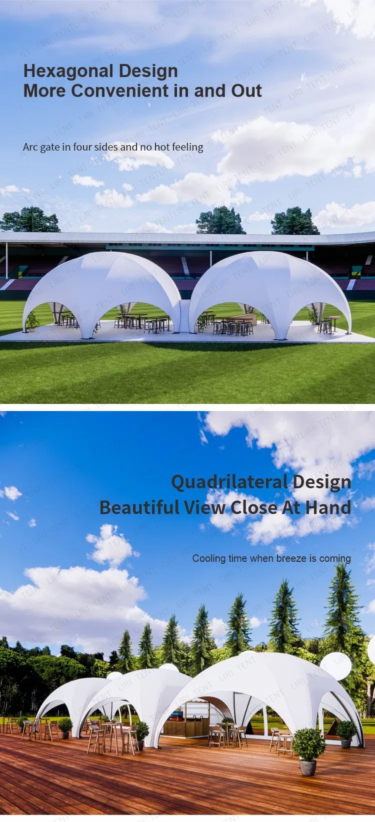 china top glass hexagonal tent supplier