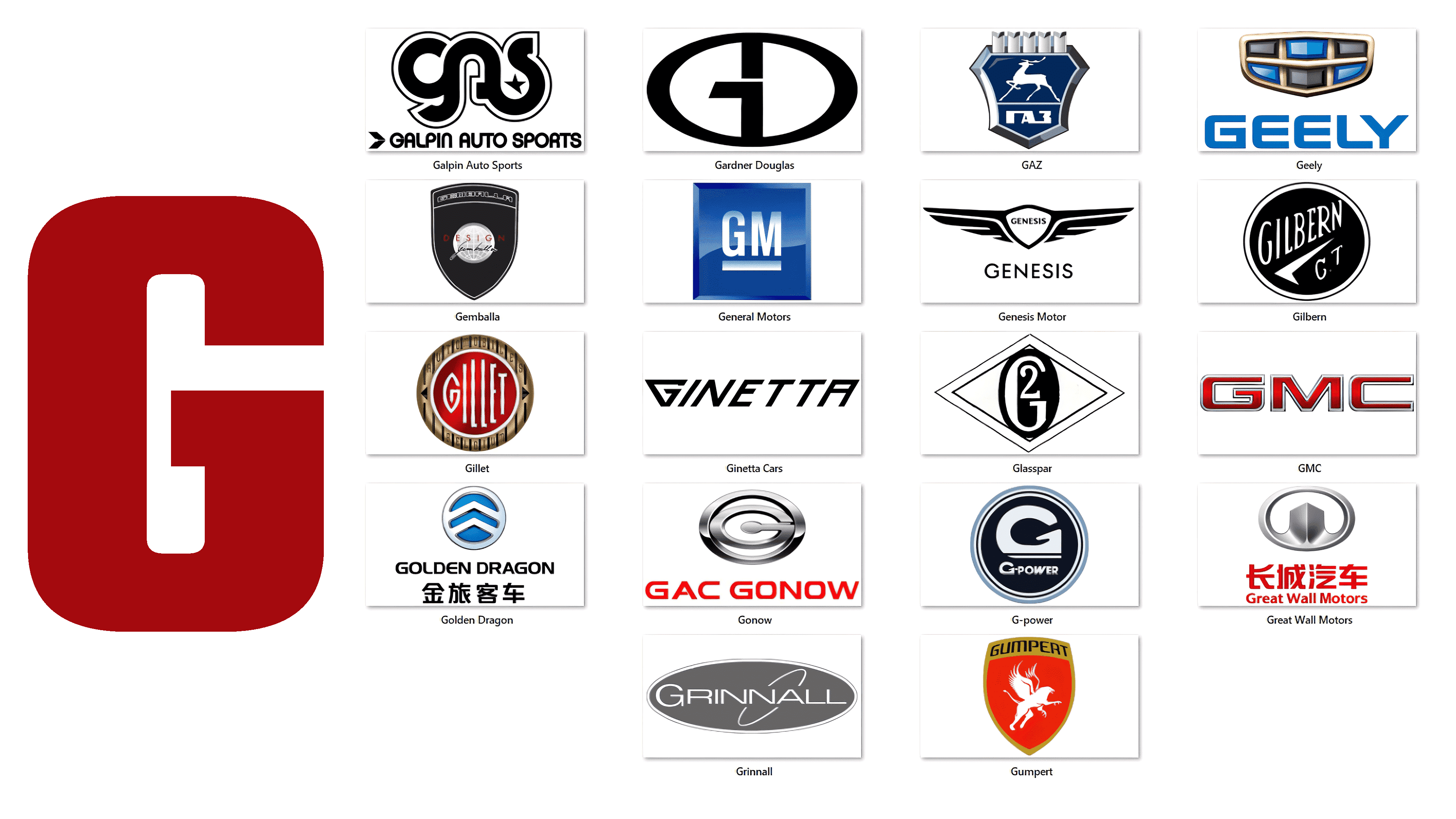 car manufacturers starting with g