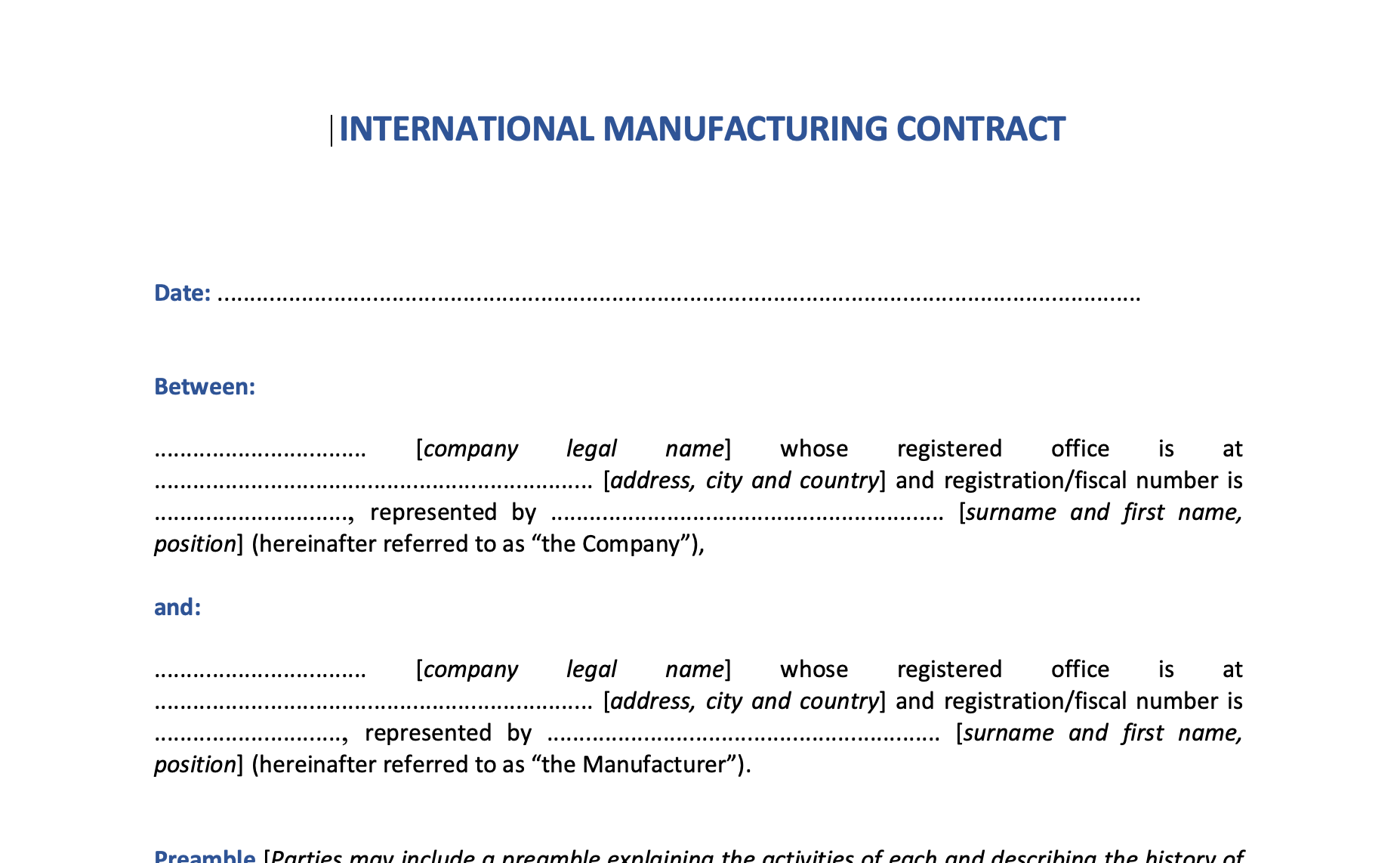 supplier agreement template