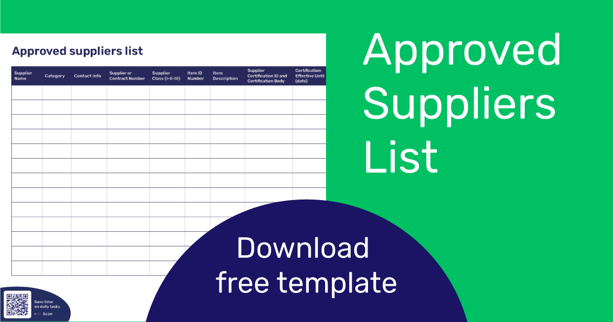 supplier list template