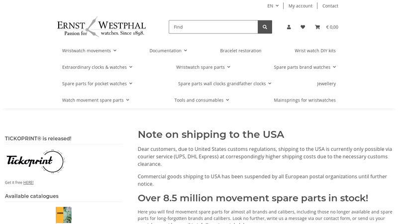 Spare parts for watches & movements, tools, accessories