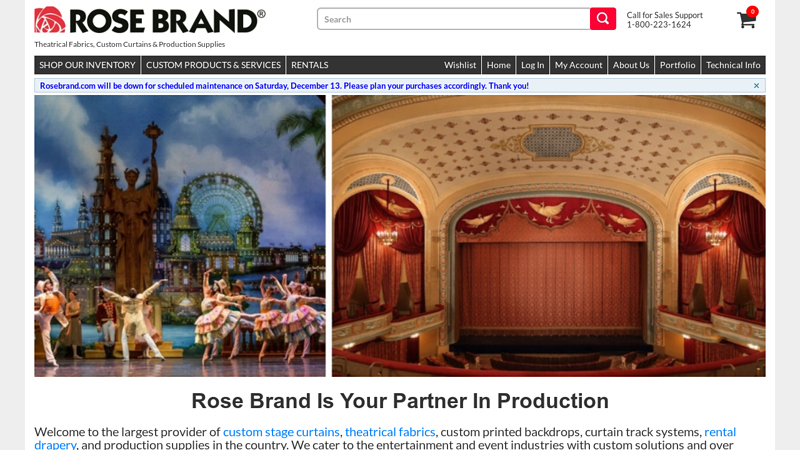 Stage Curtains, Backdrops, Fabrics, Hardware from RoseBrand.com
