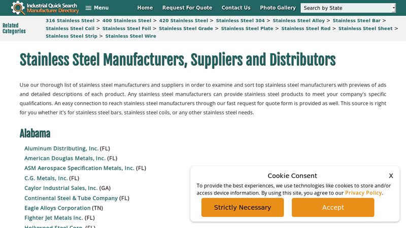 Stainless Steel Manufacturers, Suppliers and Distributors