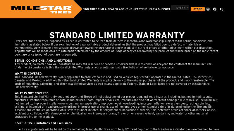 Standard Limited Warranty