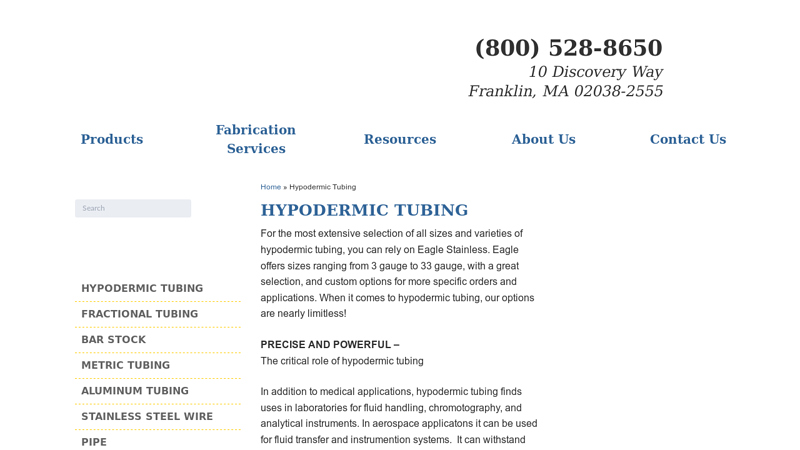 Steel Hypodermic Tubing for Medical Industry