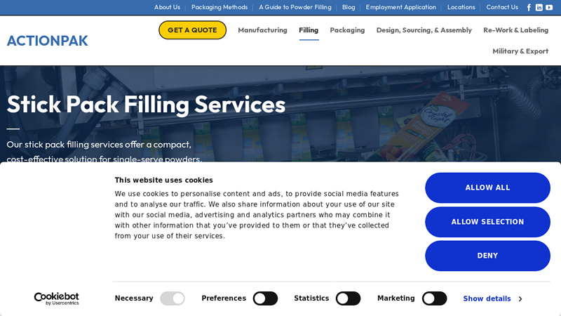 Stick Pack Filling Services