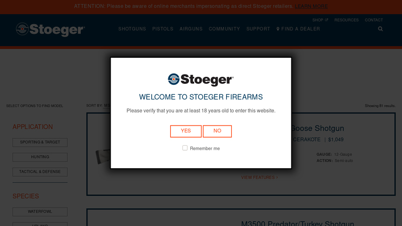 Stoeger Shotguns Pistols and Airguns