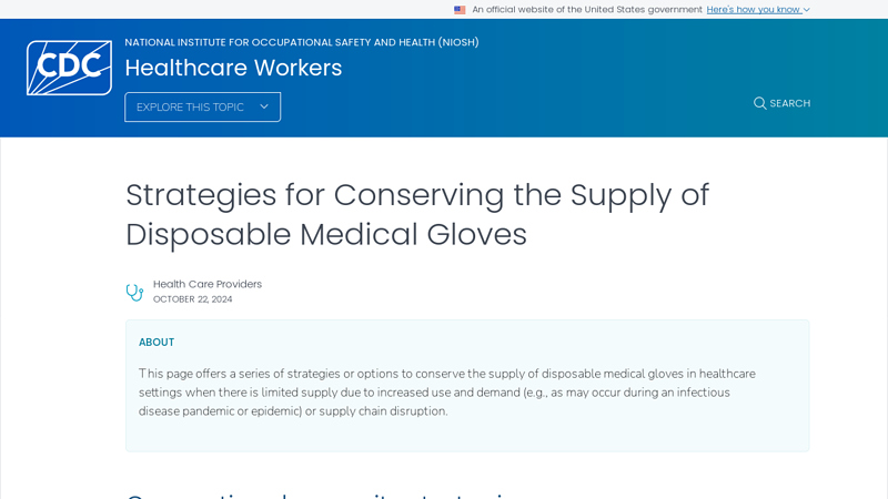 Strategies for Conserving the Supply of Disposable Medical Gloves