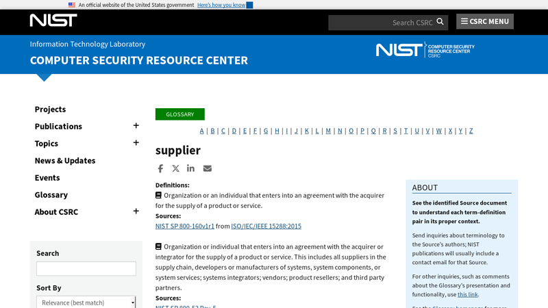 supplier - Glossary