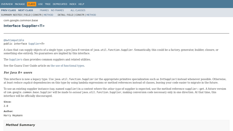 Supplier (Guava: Google Core Libraries for Java 23.4