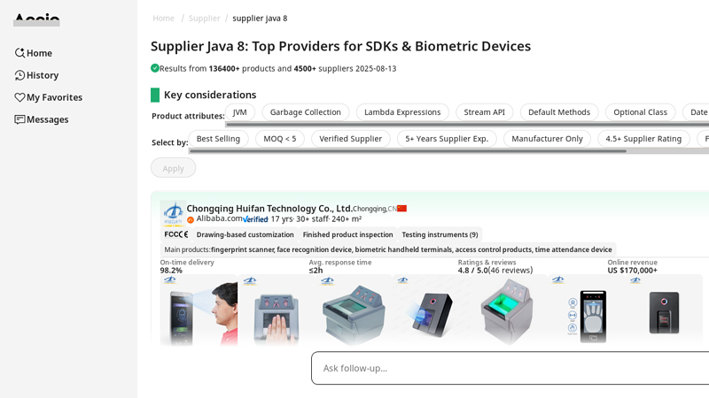 Supplier Java 8: Top Providers for SDKs & Biometric Devices