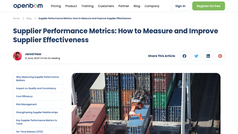 Supplier Performance Metrics