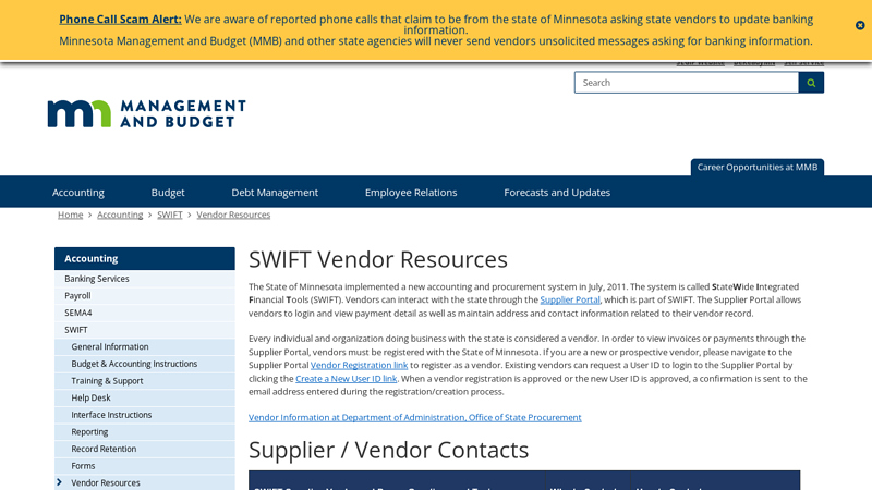 SWIFT Vendor Resources / Minnesota Management and ...