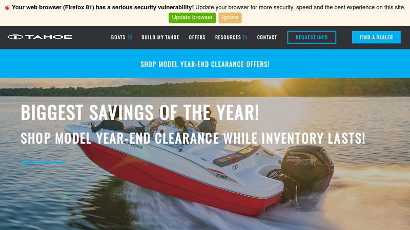 TAHOE Bowrider Sport Boats and Deck Boats