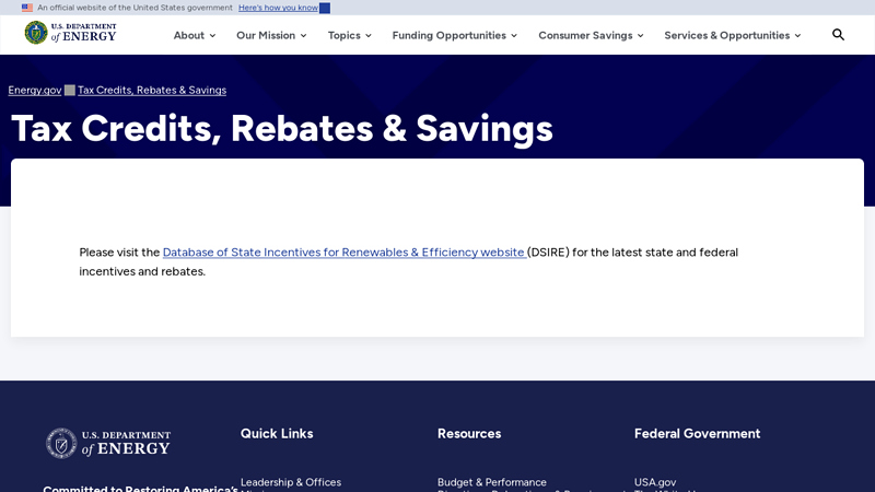 Tax Credits, Rebates & Savings