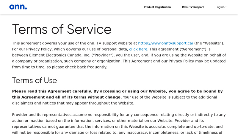 Terms of Service - Customer support