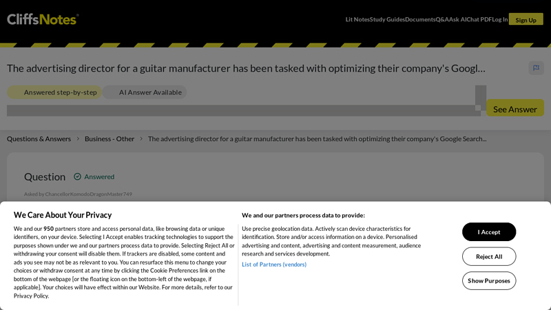 The advertising director for a guitar manufacturer has been tasked ...