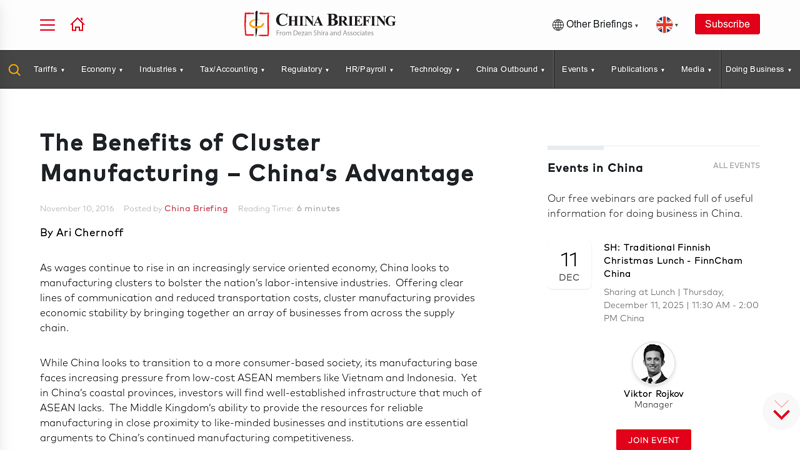 The Benefits of Cluster Manufacturing