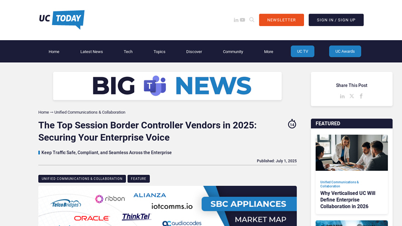 The Top Session Border Controller Vendors in 2025