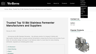Trusted Top 10 Bbl Stainless Fermenter Manufacturers and Suppliers