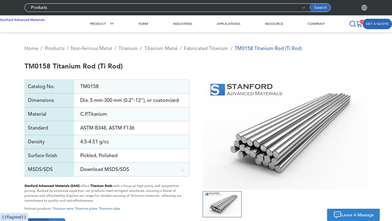 Titanium Rod (Ti Rod) Suppliers