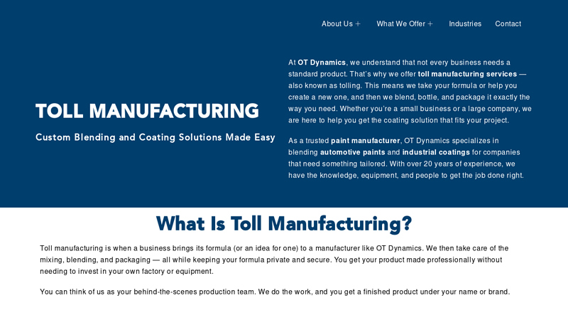 Toll manufacturing & Toll Chemical Blending