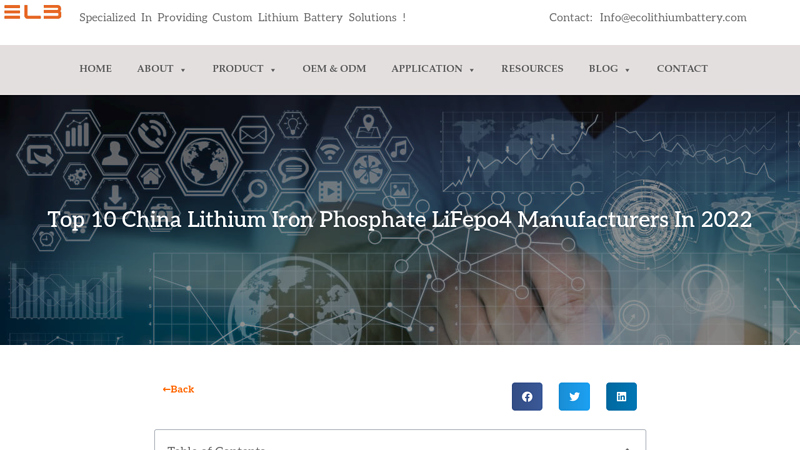 Top 10 China Lithium Iron Phosphate LiFepo4 Manufacturers In 2022