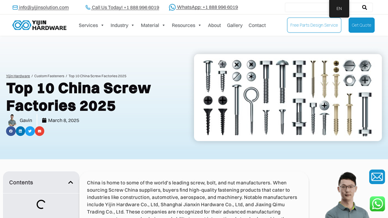 Top 10 China Screw Factories 2025
