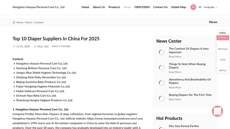 Top 10 Diaper Suppliers In China For 2025