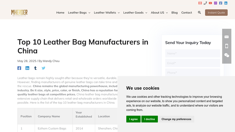 Top 10 Leather Bag Manufacturers in China