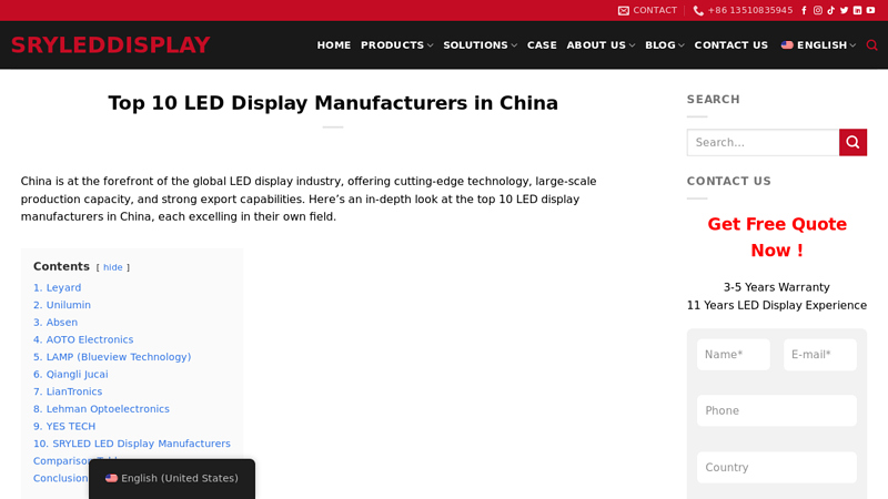 Top 10 LED Display Manufacturers in China