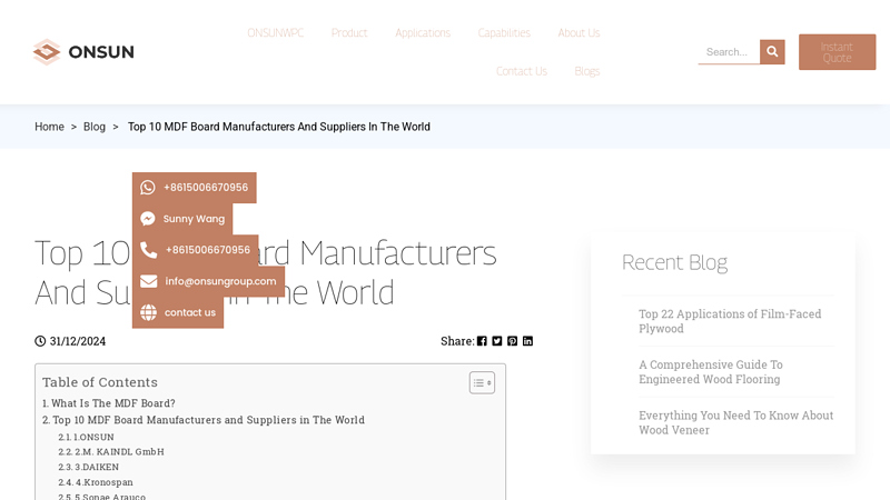 Top 10 MDF Board Manufacturers And Suppliers In The World