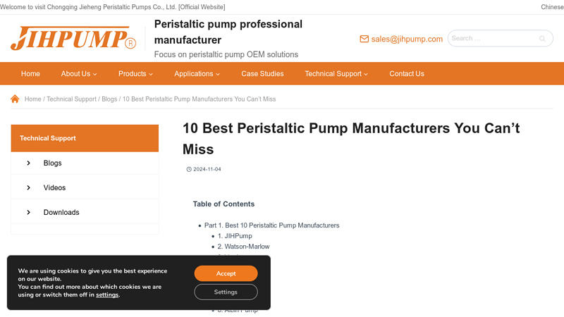 Top 10 Peristaltic Pump Manufacturers in the World
