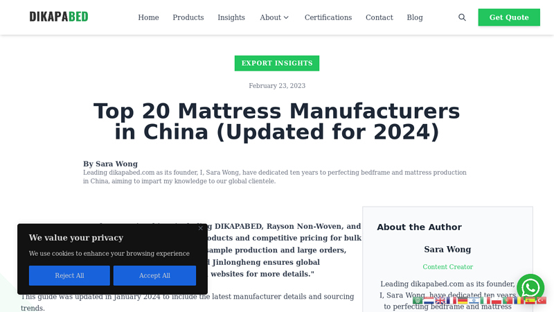 Top 20 Mattress Manufacturers in China (Updated for 2024)