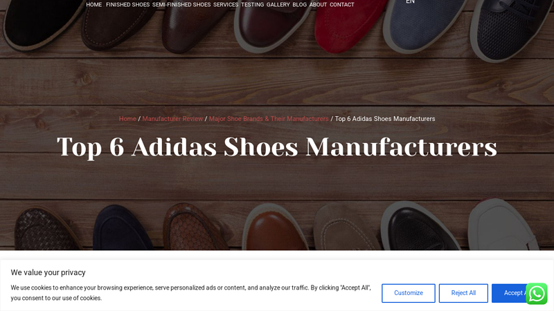 Top 6 Adidas Shoes Manufacturers