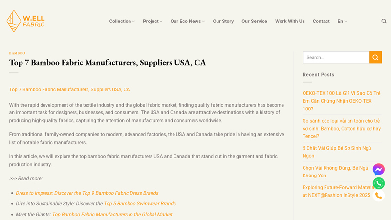 Top 7 Bamboo Fabric Manufacturers, Suppliers USA, CA