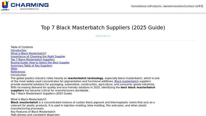 Top 7 Black Masterbatch Suppliers (2025 Guide)