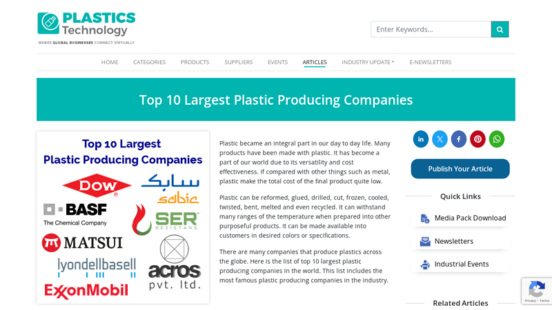 Top Global Plastic Manufacturing Companies