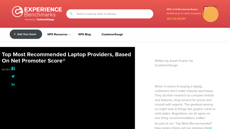 Top Most Recommended Laptop Providers, Based on Net Promoter ...