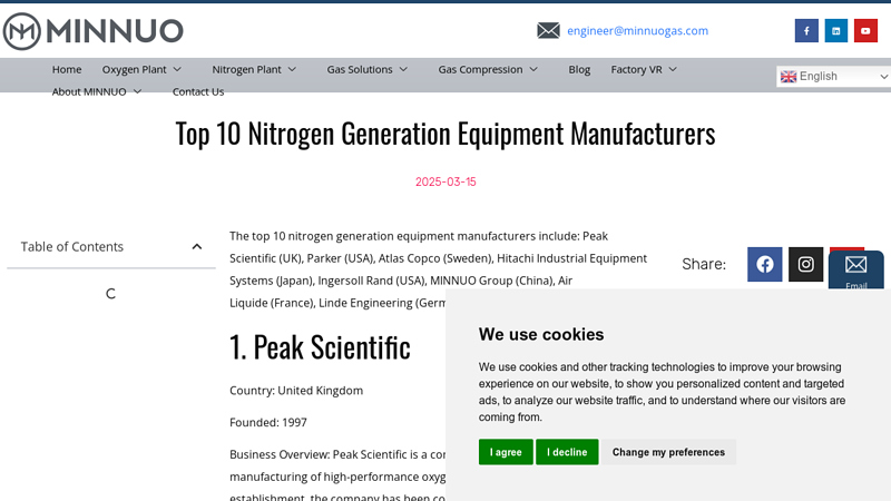 Top PSA Nitrogen Generator Manufacturers for Pharma Food Industry